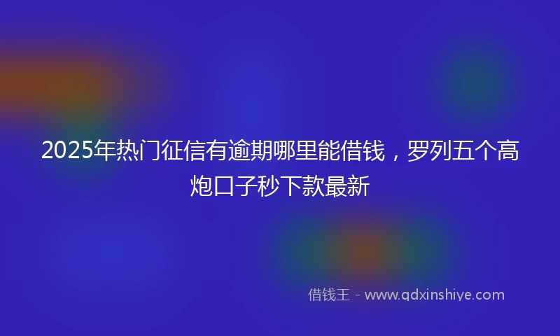 2025年热门征信有逾期哪里能借钱，罗列五个高炮口子秒下款最新