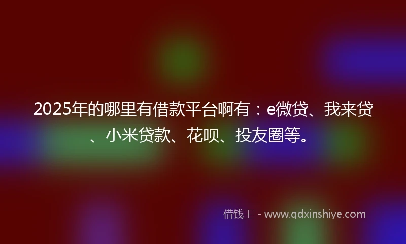 2025年的哪里有借款平台啊有：e微贷、我来贷、小米贷款、花呗、投友圈等。