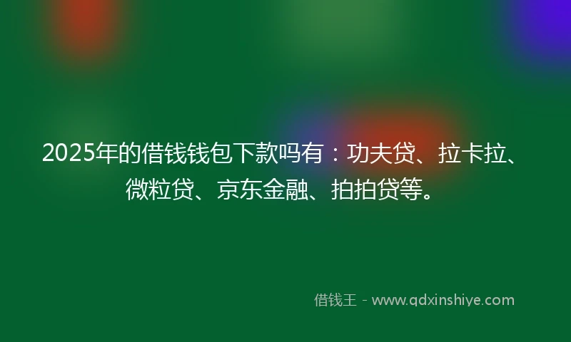2025年的借钱钱包下款吗有：功夫贷、拉卡拉、微粒贷、京东金融、拍拍贷等。