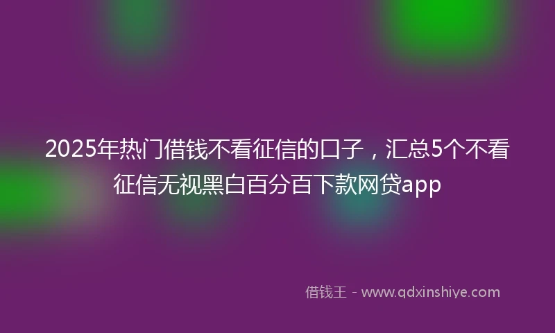 2025年热门借钱不看征信的口子，汇总5个不看征信无视黑白百分百下款网贷app