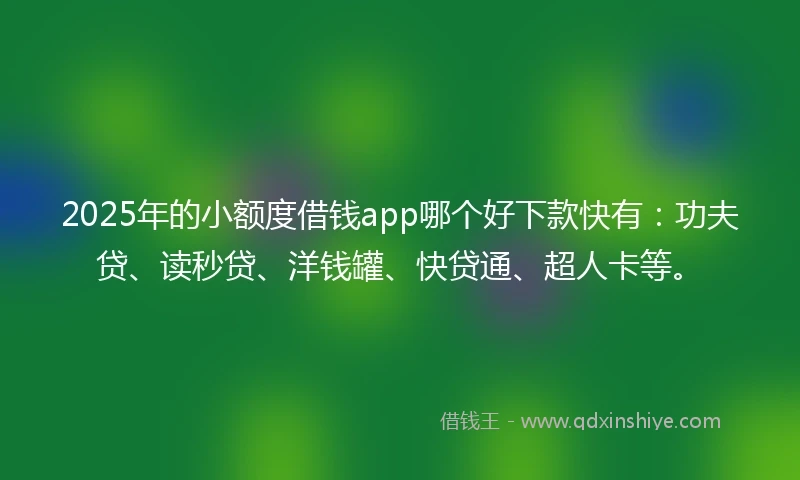 2025年的小额度借钱app哪个好下款快有：功夫贷、读秒贷、洋钱罐、快贷通、超人卡等。