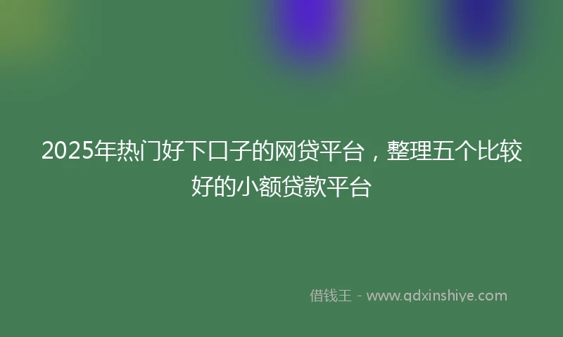 2025年热门好下口子的网贷平台，整理五个比较好的小额贷款平台