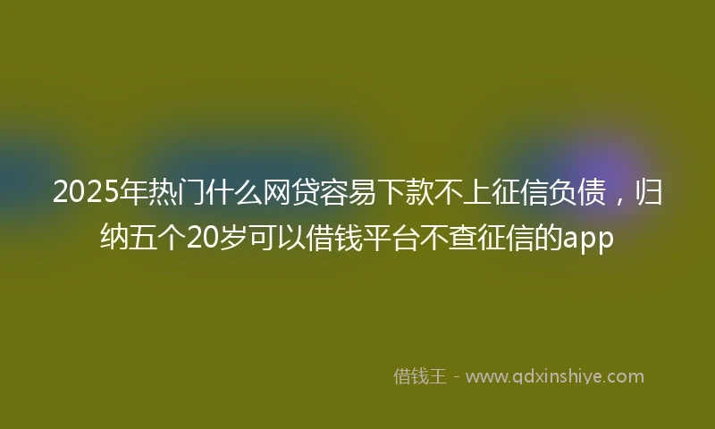 2025年热门什么网贷容易下款不上征信负债，归纳五个20岁可以借钱平台不查征信的app