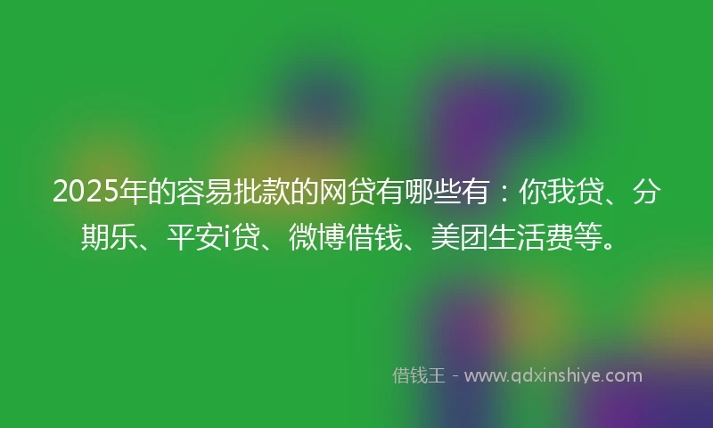 2025年的容易批款的网贷有哪些有：你我贷、分期乐、平安i贷、微博借钱、美团生活费等。