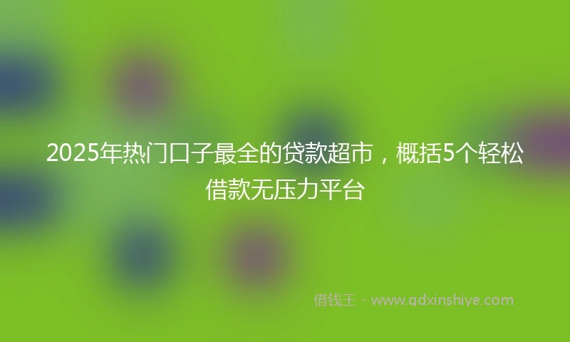 2025年热门口子最全的贷款超市，概括5个轻松借款无压力平台