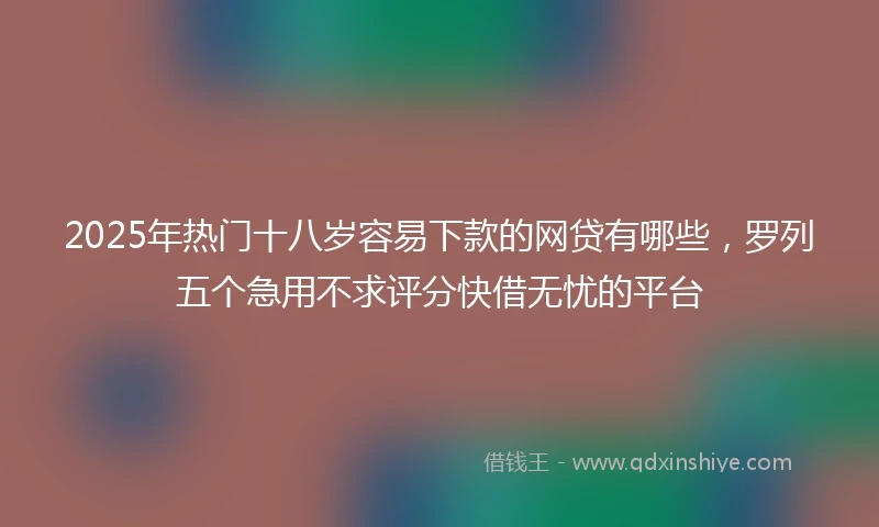 2025年热门十八岁容易下款的网贷有哪些，罗列五个急用不求评分快借无忧的平台