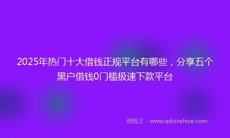 2025年热门十大借钱正规平台有哪些，分享五个黑户借钱0门槛极速下款平台