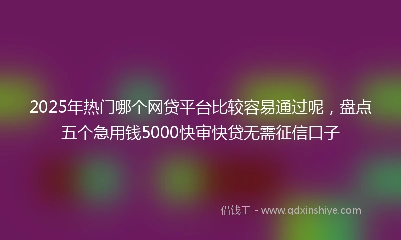 2025年热门哪个网贷平台比较容易通过呢，盘点五个急用钱5000快审快贷无需征信口子