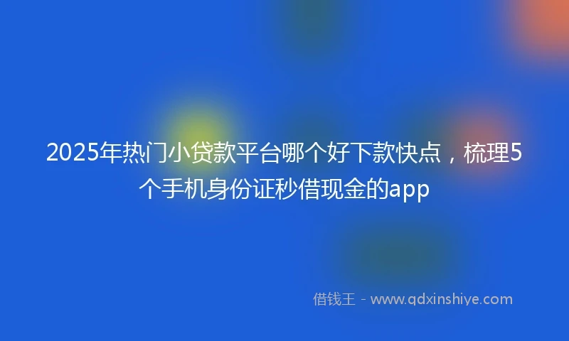 2025年热门小贷款平台哪个好下款快点，梳理5个手机身份证秒借现金的app