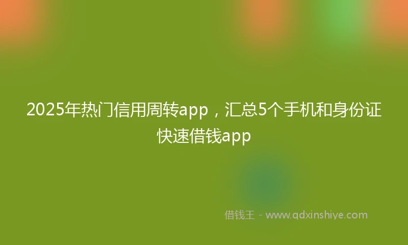 2025年热门信用周转app，汇总5个手机和身份证快速借钱app