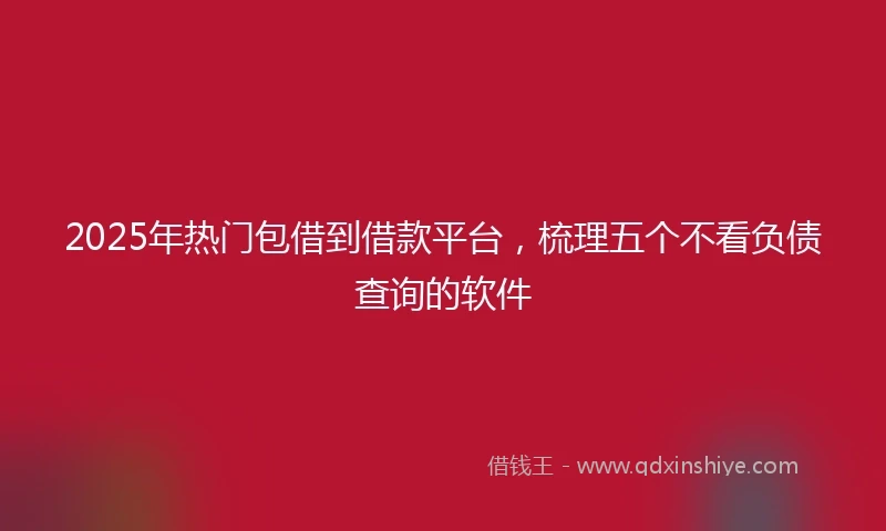 2025年热门包借到借款平台，梳理五个不看负债查询的软件