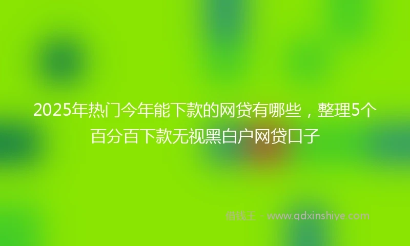 2025年热门今年能下款的网贷有哪些，整理5个百分百下款无视黑白户网贷口子