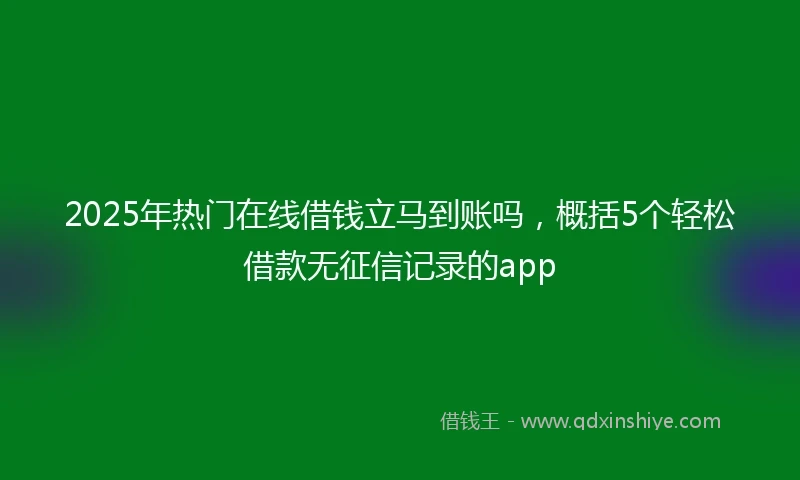 2025年热门在线借钱立马到账吗，概括5个轻松借款无征信记录的app
