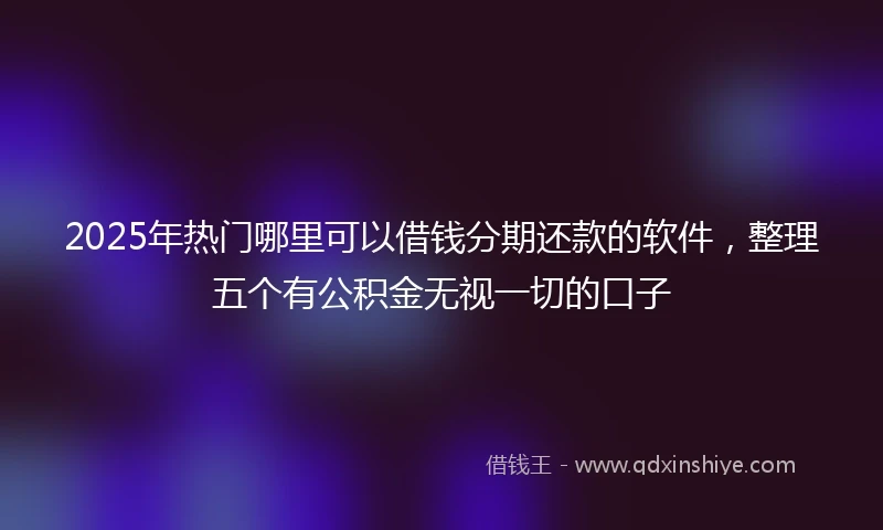 2025年热门哪里可以借钱分期还款的软件，整理五个有公积金无视一切的口子