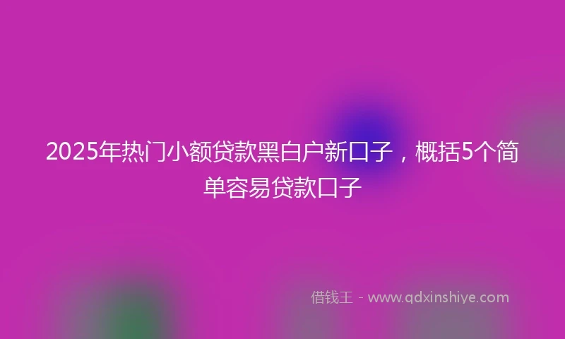 2025年热门小额贷款黑白户新口子，概括5个简单容易贷款口子