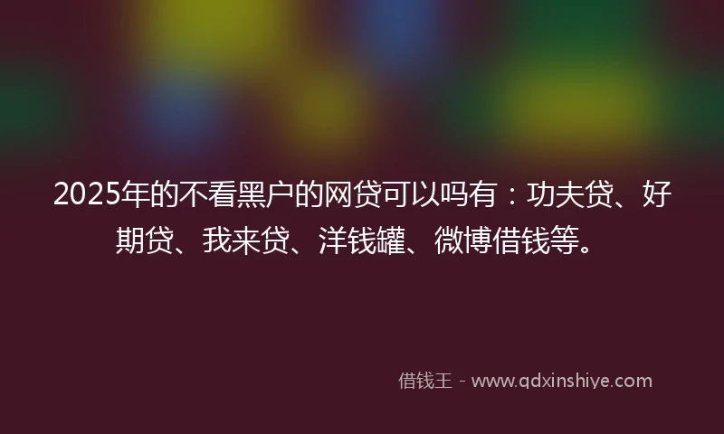 2025年的不看黑户的网贷可以吗有：功夫贷、好期贷、我来贷、洋钱罐、微博借钱等。