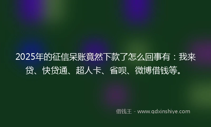 2025年的征信呆账竟然下款了怎么回事有：我来贷、快贷通、超人卡、省呗、微博借钱等。