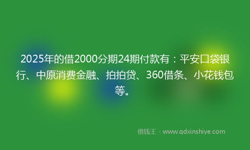 2025年的借2000分期24期付款有：平安口袋银行、中原消费金融、拍拍贷、360借条、小花钱包等。