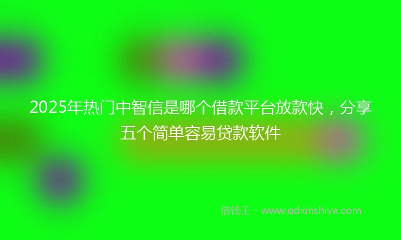2025年热门中智信是哪个借款平台放款快，分享五个简单容易贷款软件