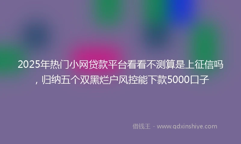 2025年热门小网贷款平台看看不测算是上征信吗，归纳五个双黑烂户风控能下款5000口子