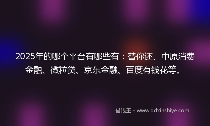 2025年的哪个平台有哪些有：替你还、中原消费金融、微粒贷、京东金融、百度有钱花等。