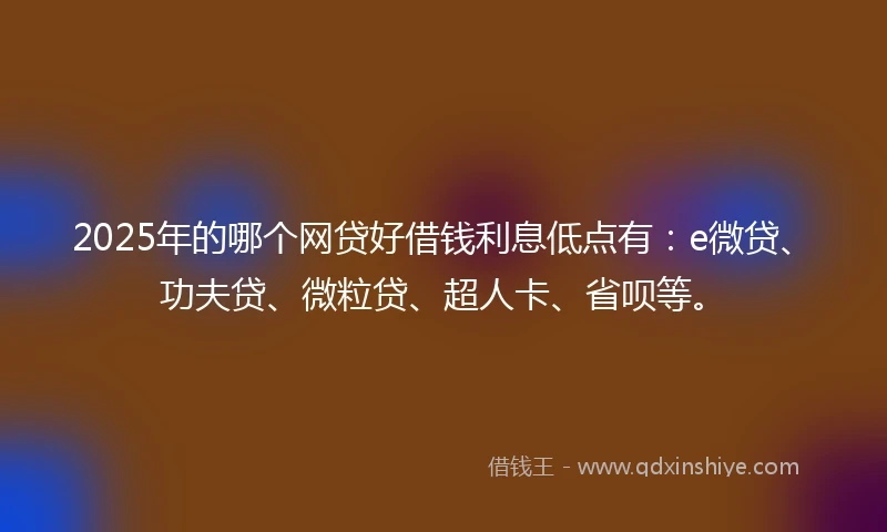 2025年的哪个网贷好借钱利息低点有：e微贷、功夫贷、微粒贷、超人卡、省呗等。