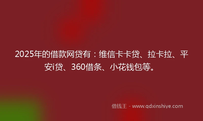 2025年的借款网贷有：维信卡卡贷、拉卡拉、平安i贷、360借条、小花钱包等。