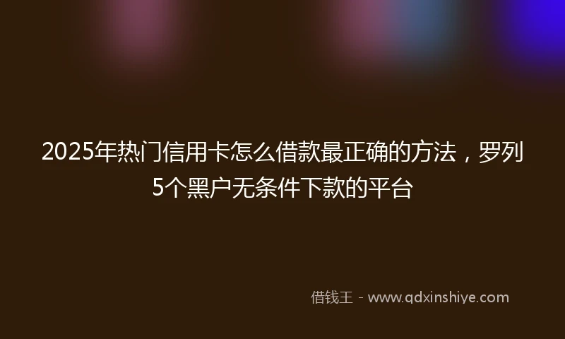 2025年热门信用卡怎么借款最正确的方法，罗列5个黑户无条件下款的平台