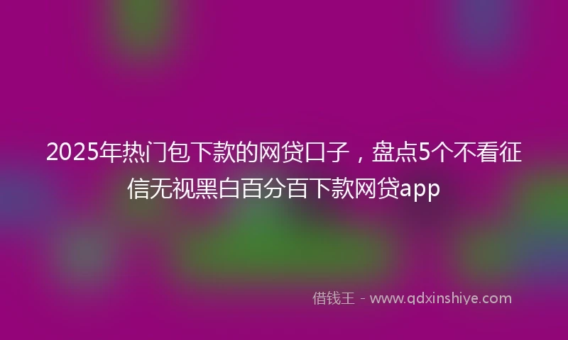 2025年热门包下款的网贷口子，盘点5个不看征信无视黑白百分百下款网贷app
