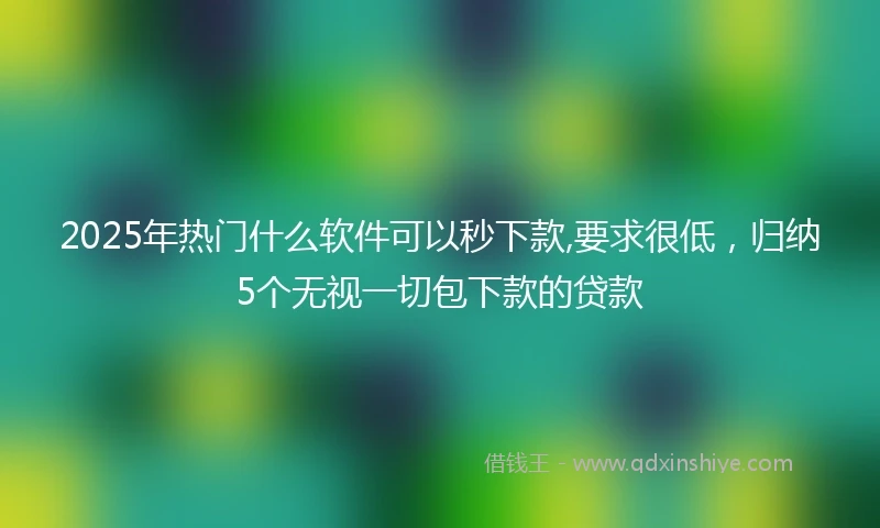2025年热门什么软件可以秒下款,要求很低，归纳5个无视一切包下款的贷款