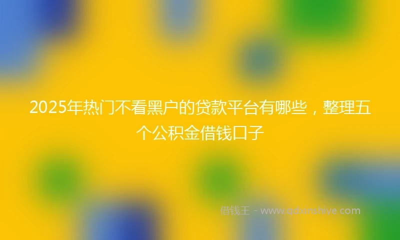 2025年热门不看黑户的贷款平台有哪些，整理五个公积金借钱口子