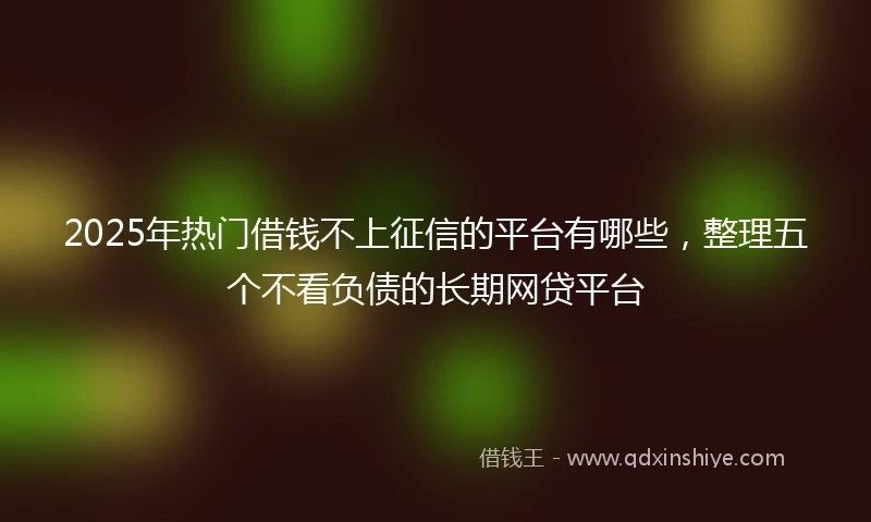 2025年热门借钱不上征信的平台有哪些，整理五个不看负债的长期网贷平台