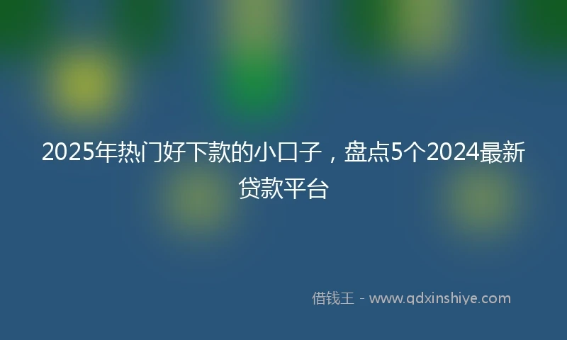 2025年热门好下款的小口子，盘点5个2024最新贷款平台