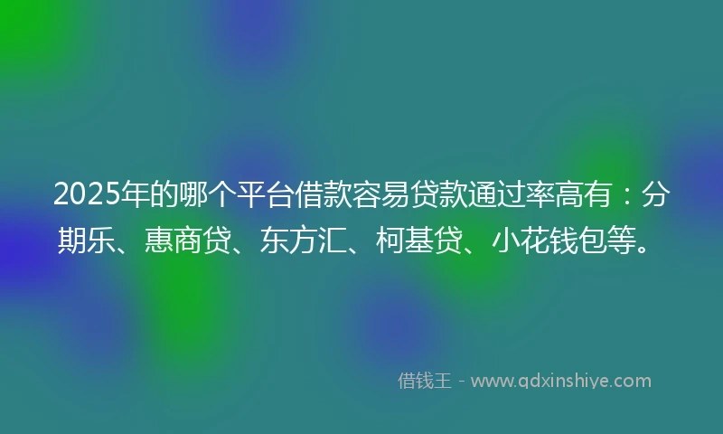 2025年的哪个平台借款容易贷款通过率高有：分期乐、惠商贷、东方汇、柯基贷、小花钱包等。