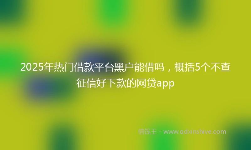 2025年热门借款平台黑户能借吗，概括5个不查征信好下款的网贷app