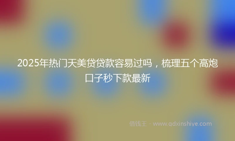 2025年热门天美贷贷款容易过吗，梳理五个高炮口子秒下款最新
