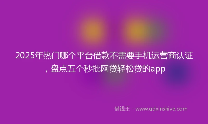2025年热门哪个平台借款不需要手机运营商认证，盘点五个秒批网贷轻松贷的app
