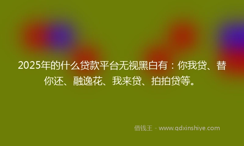 2025年的什么贷款平台无视黑白有：你我贷、替你还、融逸花、我来贷、拍拍贷等。