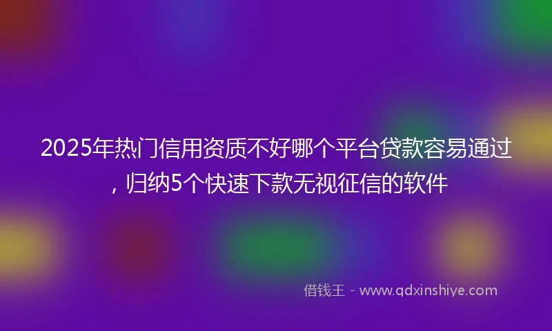 2025年热门信用资质不好哪个平台贷款容易通过，归纳5个快速下款无视征信的软件