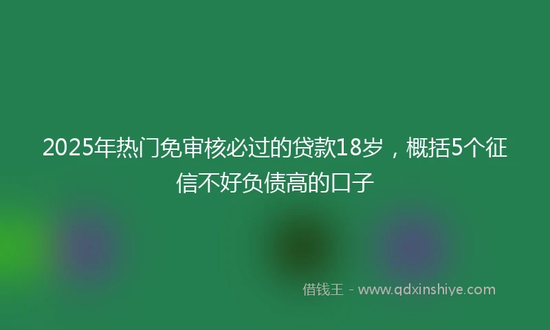 2025年热门免审核必过的贷款18岁，概括5个征信不好负债高的口子