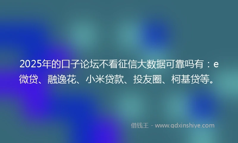 2025年的口子论坛不看征信大数据可靠吗有：e微贷、融逸花、小米贷款、投友圈、柯基贷等。