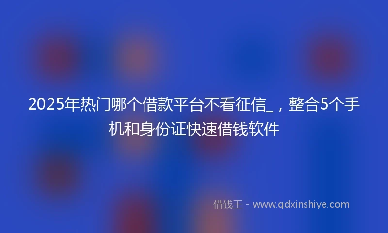 2025年热门哪个借款平台不看征信_，整合5个手机和身份证快速借钱软件