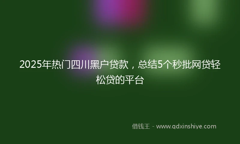 2025年热门四川黑户贷款，总结5个秒批网贷轻松贷的平台