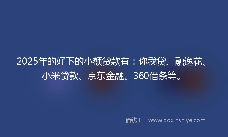 2025年的好下的小额贷款有:你我贷、融逸花、小米贷款、京东金融、360借条等。