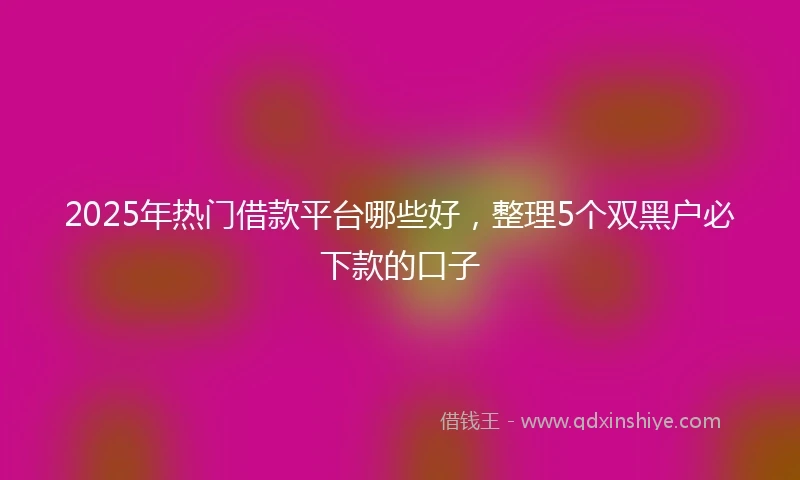 2025年热门借款平台哪些好，整理5个双黑户必下款的口子