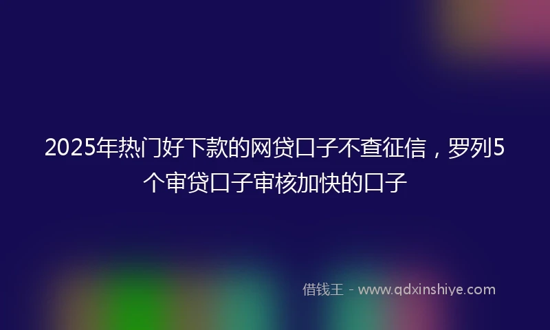 2025年热门好下款的网贷口子不查征信，罗列5个审贷口子审核加快的口子