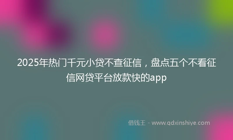 2025年热门千元小贷不查征信，盘点五个不看征信网贷平台放款快的app