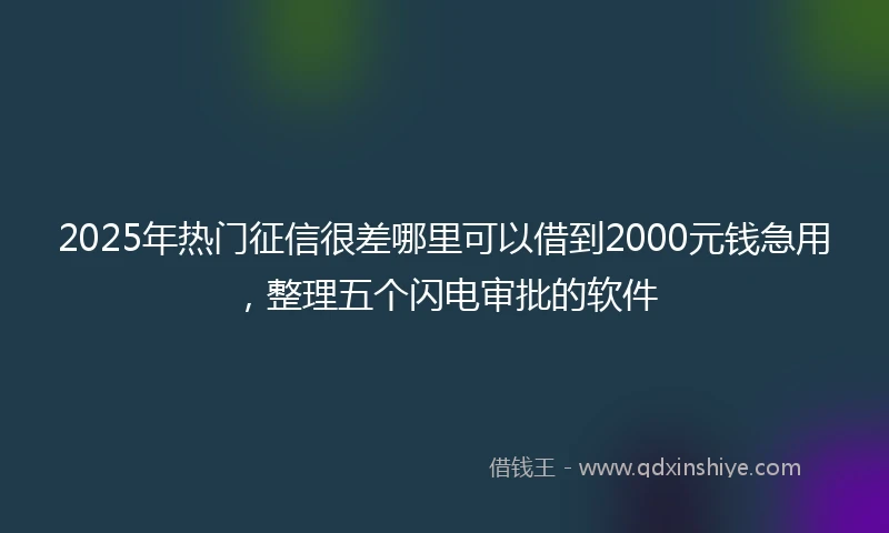 2025年热门征信很差哪里可以借到2000元钱急用，整理五个闪电审批的软件