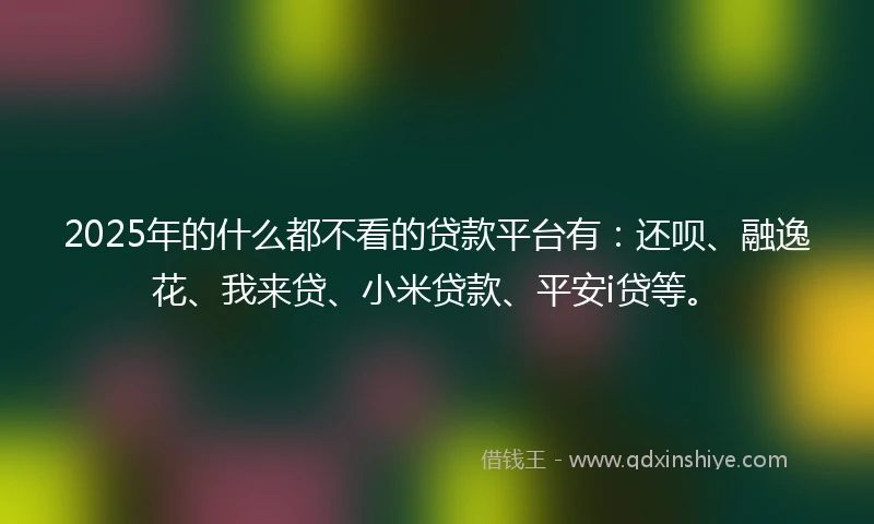 2025年的什么都不看的贷款平台有：还呗、融逸花、我来贷、小米贷款、平安i贷等。