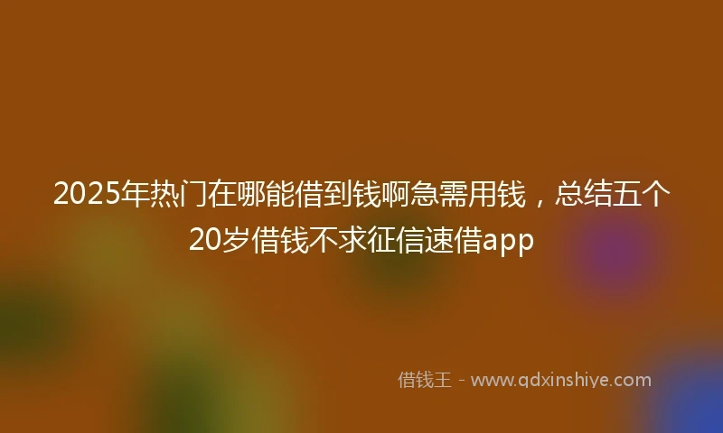 2025年热门在哪能借到钱啊急需用钱，总结五个20岁借钱不求征信速借app
